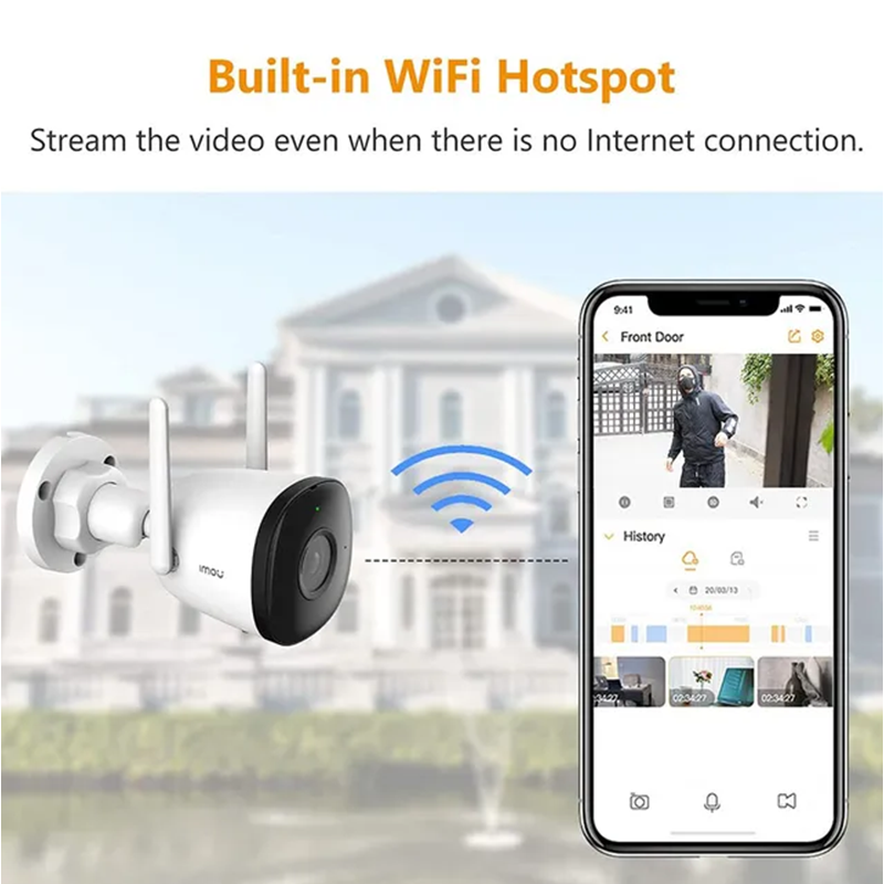 IMOU Smart Security Cam Outdoor Wi-Fi 2MP FHD 1080P Human Detection IPC-F22N - White