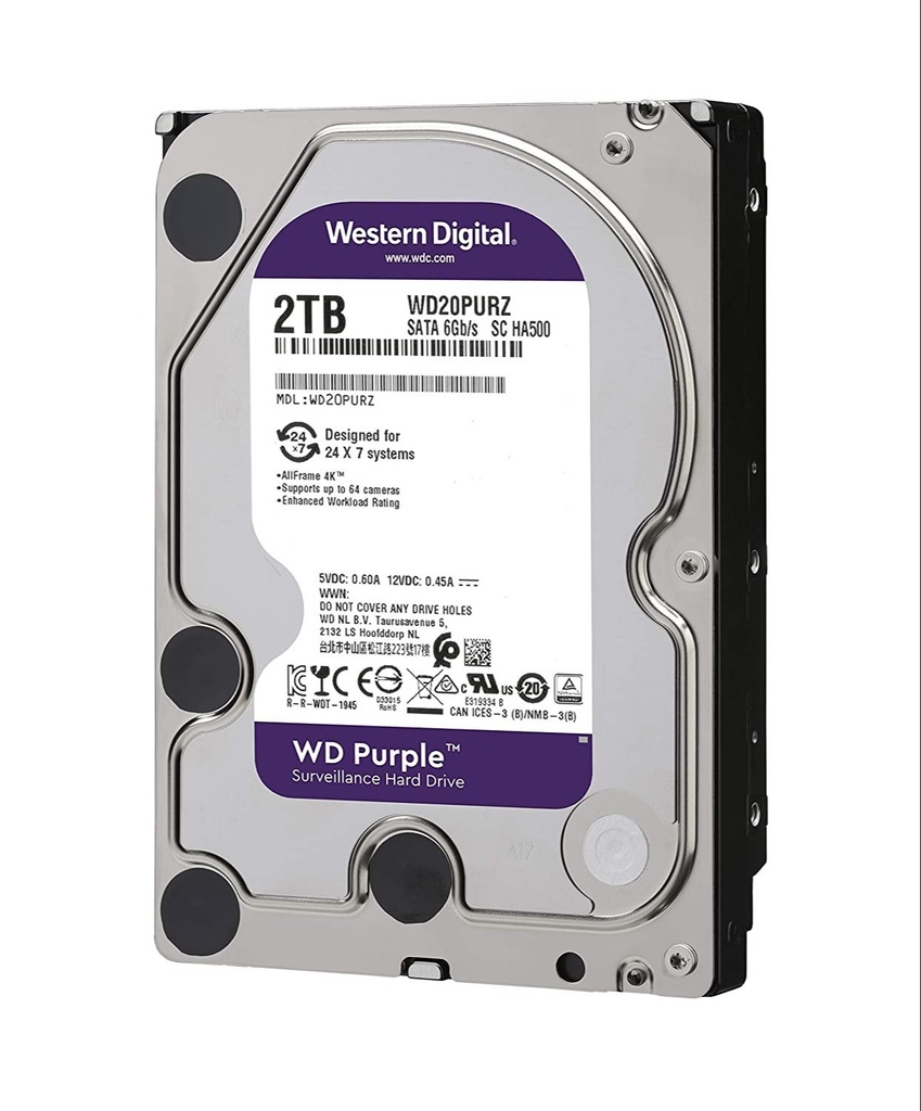 Western Digital 2TB Purple Surveillance Hard Disk